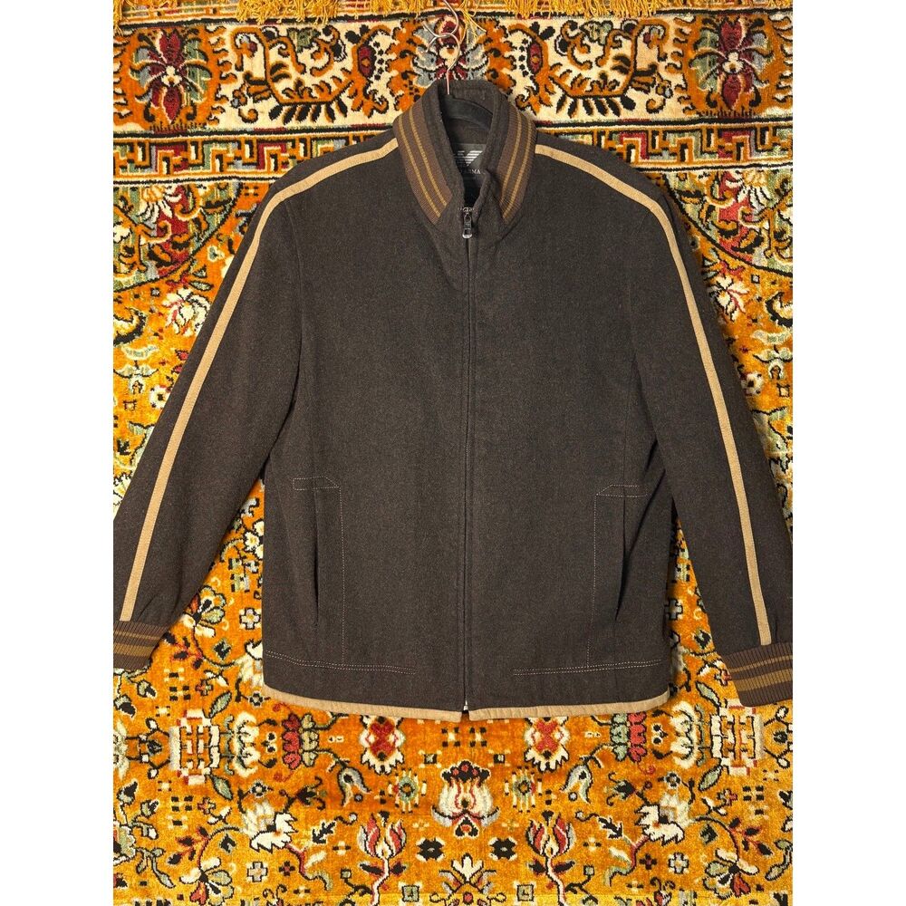 90s Vintage Giorgio Armani Espresso Brown Wool Bomber Jacket EU sz 48 (L/XL)